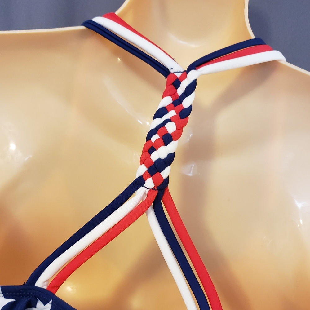 SOLD Girls Lg Bikini Top Red white Blue Stars USA - Picture 4 of 5